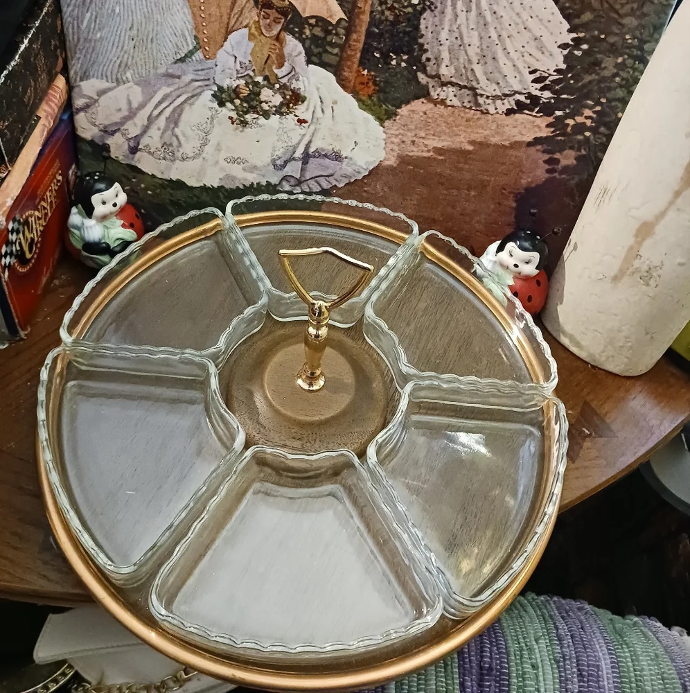 🇺🇲U.S.A. Vintage 1960 Westwood Serving 🍱🍤 Dish 6 Fluted Edge Glass,Rotating! - Picture 11 of 16